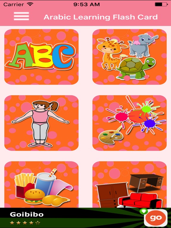 Arabic Learning Flash Card iPad screenshot 1 - Education app