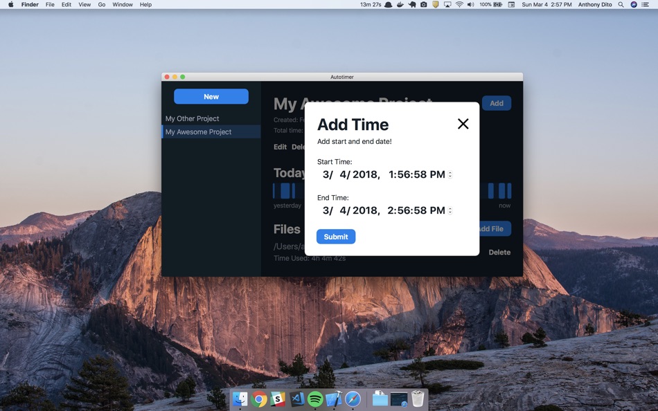 #3. AutoTimer: Hours Counter (macOS) Podle: Dito Technologies LLC