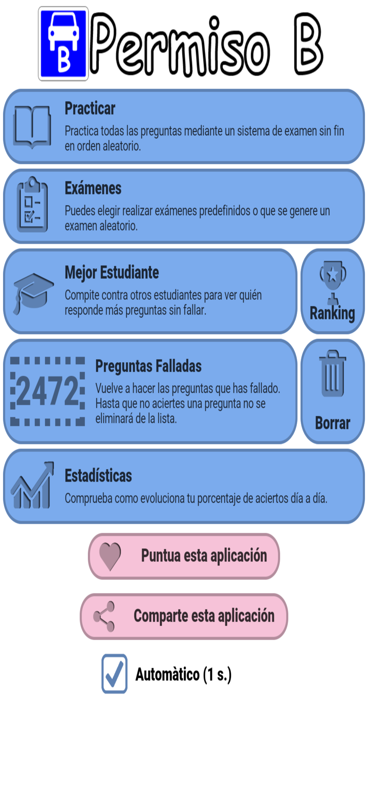 Examen teórico coche carnet B