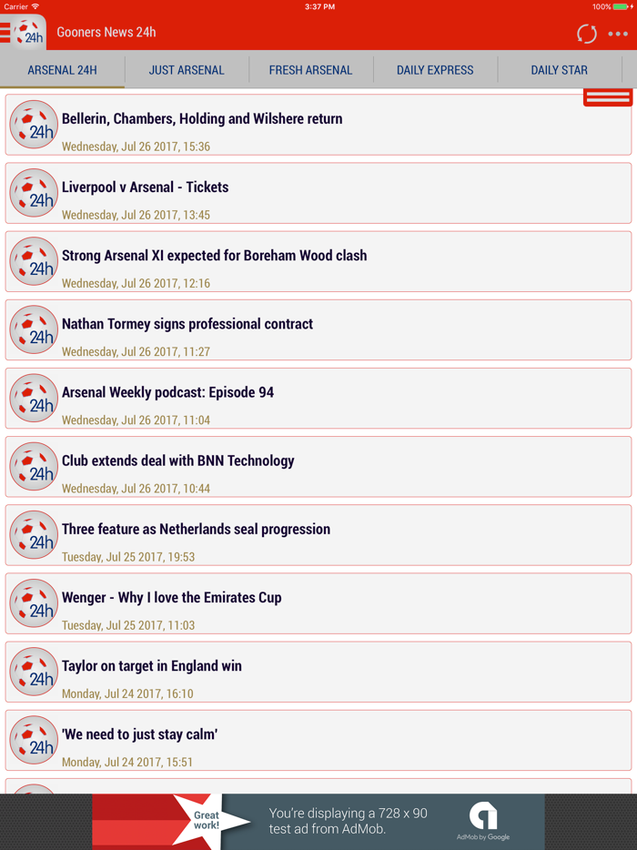 24h News for Arsenal