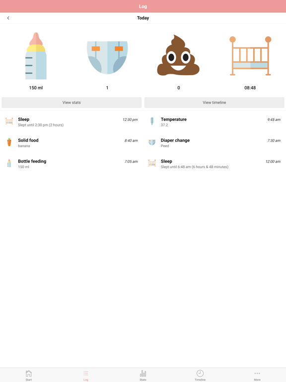 Baby Activity Tracker iPad screenshot 2 - Medical app