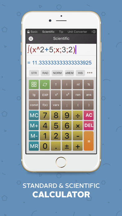 Screenshot #1 pour Calculator : calculatrice scientifique & soldes HD