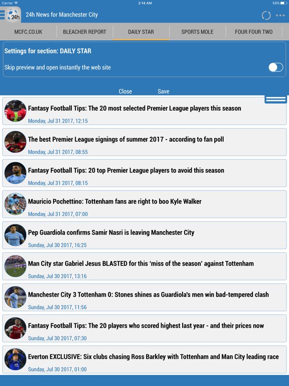 Screenshot #5 pour 24h News for Manchester City