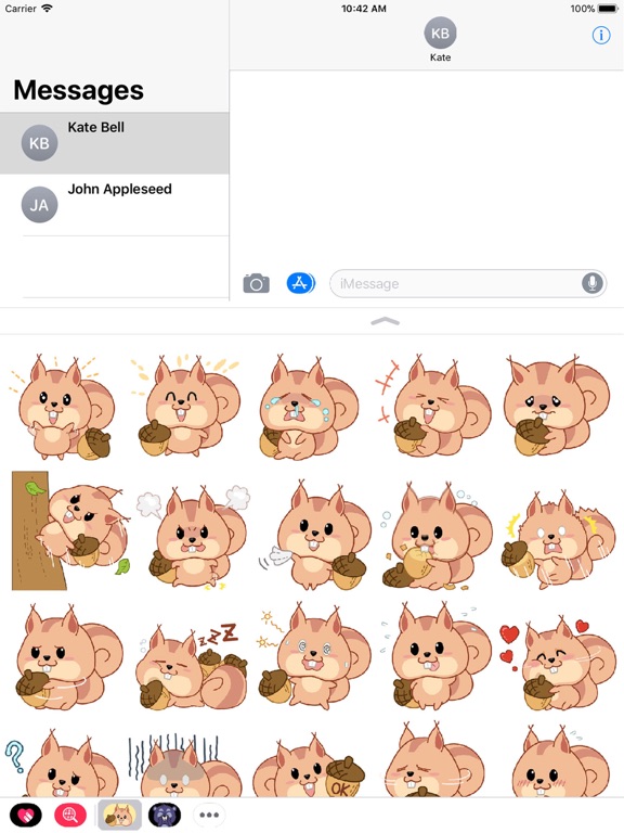 Kwipi Squirrel Love Acorn iPad screenshot 5 - Stickers app