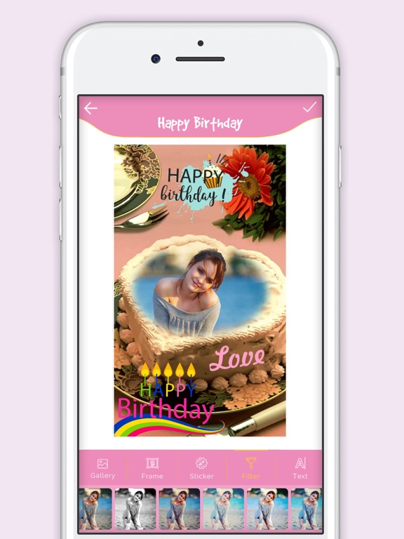 Happy Birthday Cake Frame iPad screenshot 4 - Photo & Video app