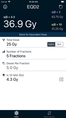 EQD2 Calculator screenshot 1