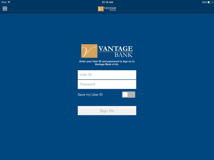 Vantage Bank of AL for iPad