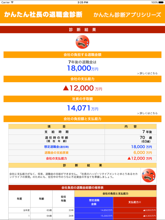 Screenshot #6 pour かんたん社長の退職金診断