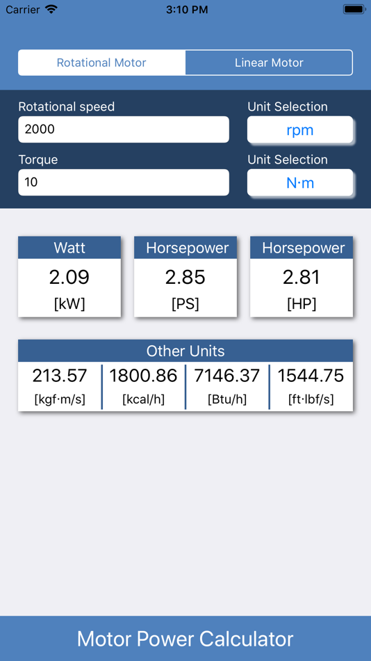 #1. Motor Power Calculator (iOS) 由: Kei Suefuji