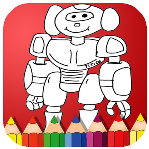 Coloring Book Iron Robot Cartoon Painting icon