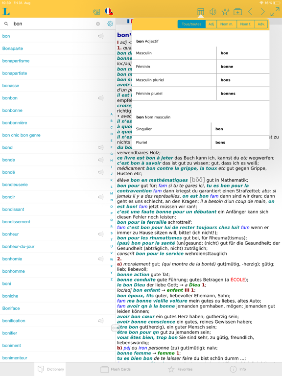 German French XL Dictionary iPad screenshot 5 - Reference app