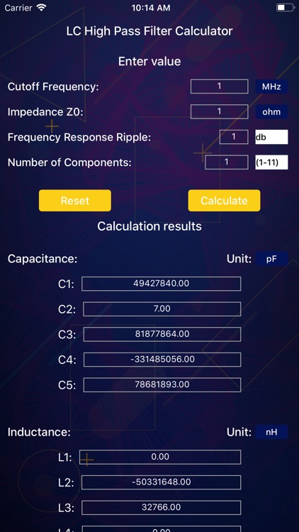 LC High Pass Filter Calculator