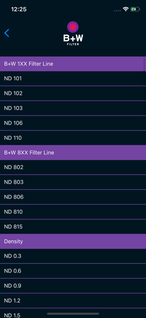 ‎B+W ND calc Screenshot