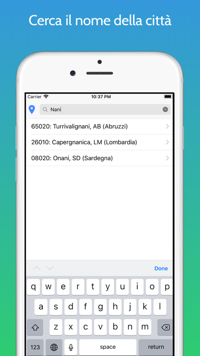 Screenshot 1 of Postcode Italy App
