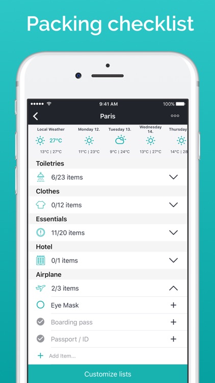 Packr Premium Packing List