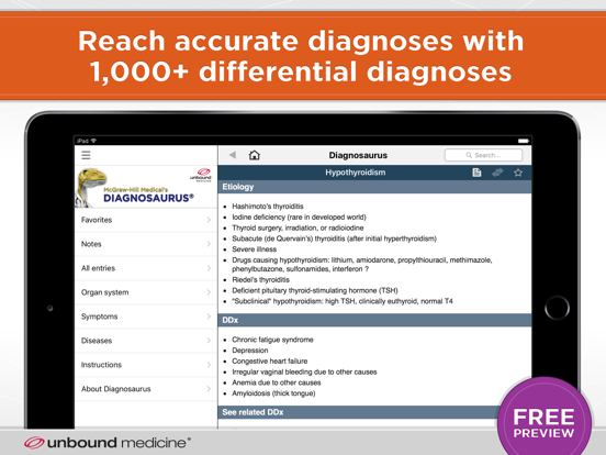 Diagnosaurus® DDx iPad app afbeelding 1