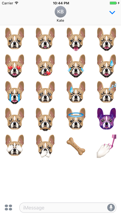 Jezebel the Frenchie Stickers iPhone screenshot 1 - Stickers app
