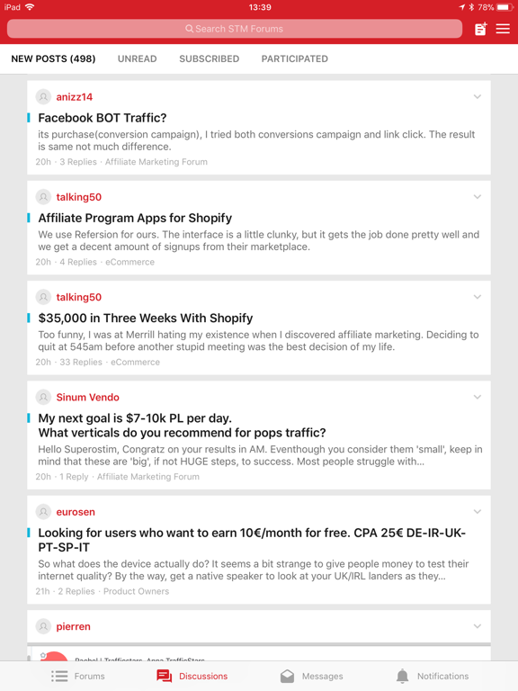 STM Forums iPad screenshot