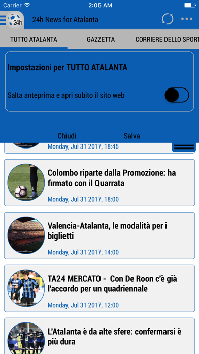 Screenshot #2 pour 24h News for Atalanta