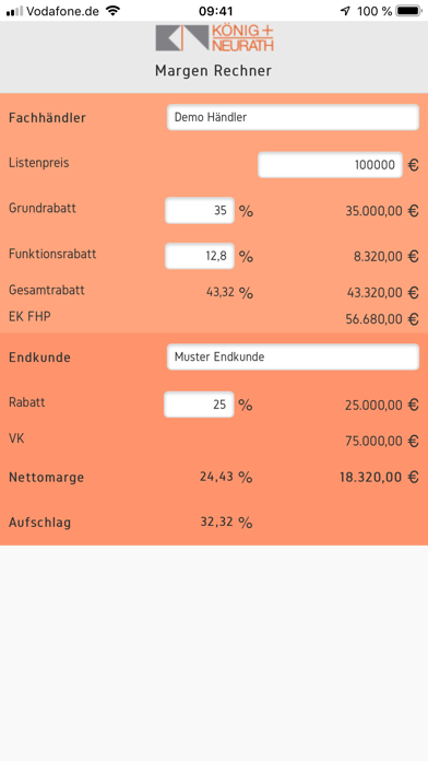 Screenshot #2 pour König + Neurath Margen Rechner