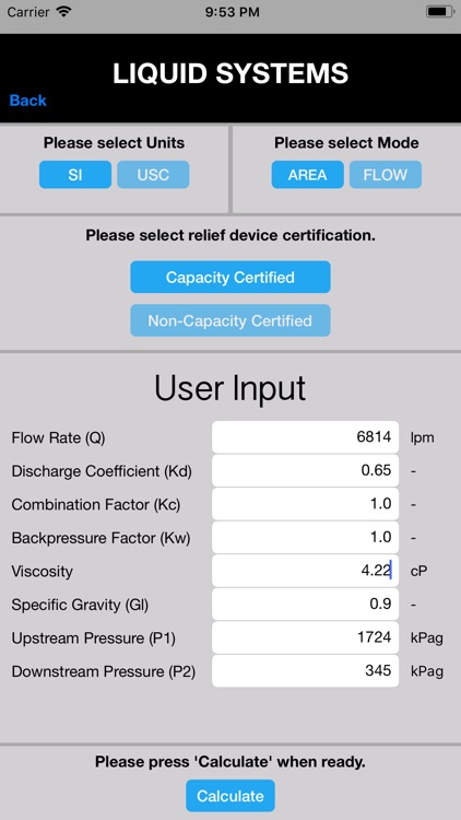 PRV Sizing Calculator