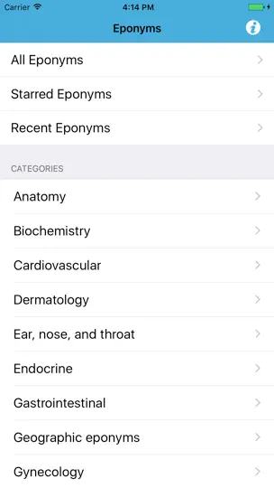 Captura de pantalla de Eponyms (for Students) en iPhone 4