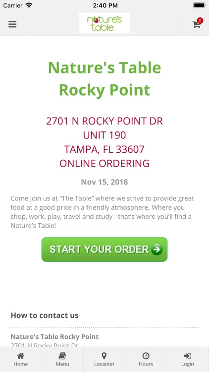 Nature's Table Rocky Point