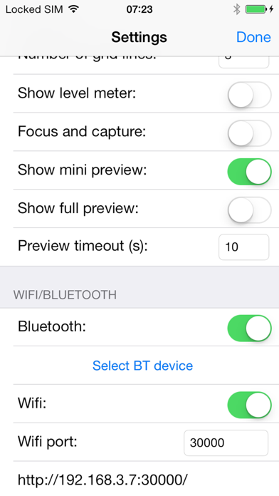 CameraPro Wifi/Bluetooth Screenshot