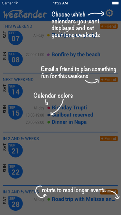 Weekender - Weekend Calendar Screenshot