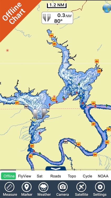 Lake Powell GPS offline fishing charts navigator