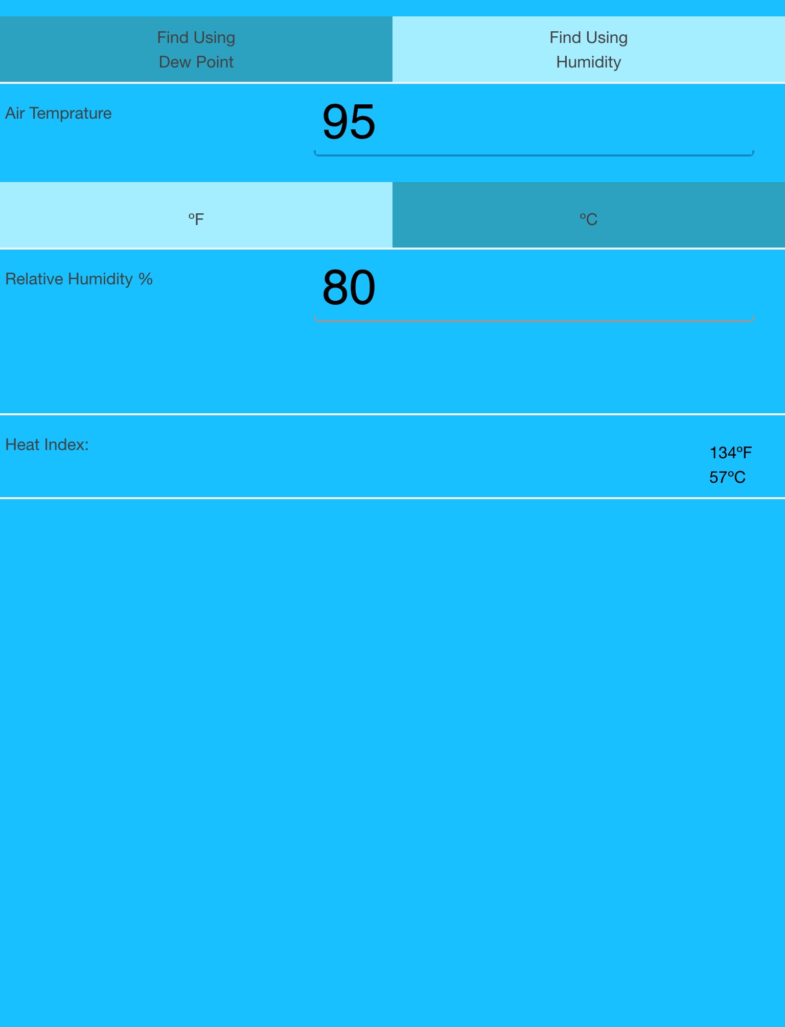 Heat Index Calculator screenshot 3