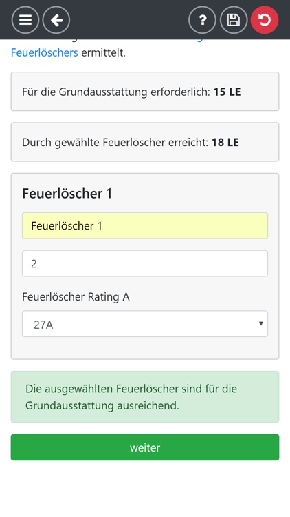 Feuerlöscher-Rechner ASR A2.2