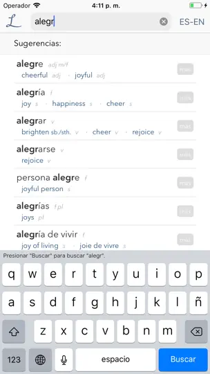 Captura de pantalla de Diccionario Linguee en iPhone 1