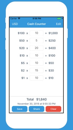 Cash Counter - $$ Calculator screenshot 1