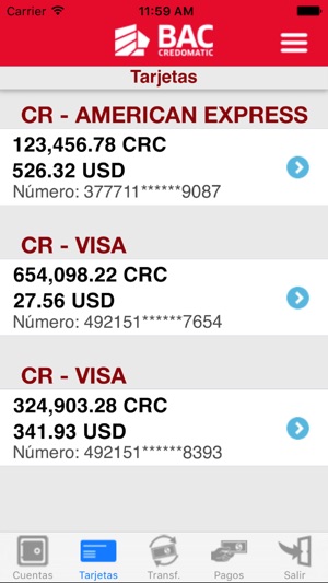 Banca Móvil Bac Credomatic En Capturas De Pantalla Del Iphone