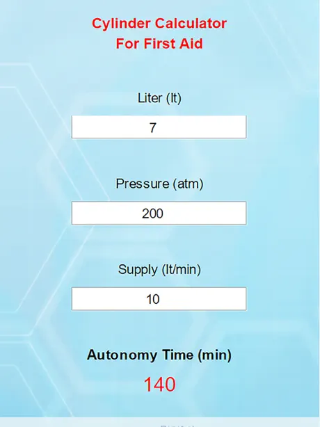 Oxygen Cylinder Autonomy Calc