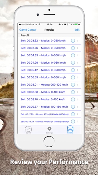 SpeedBox Performance Tracking Screenshot