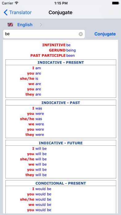 Verb Conjugation screenshot 2