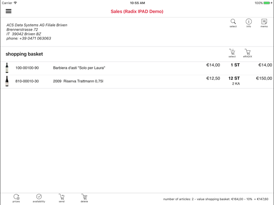 RadixSales iPad screenshot