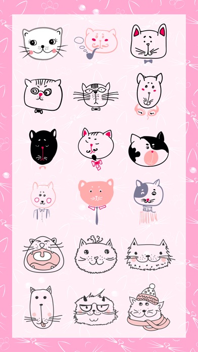 Cute Cat Pink Stickers Pack for iMessage App Download 
