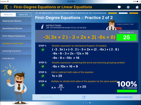 First Degree Equation : ax+b=c iPad screenshot