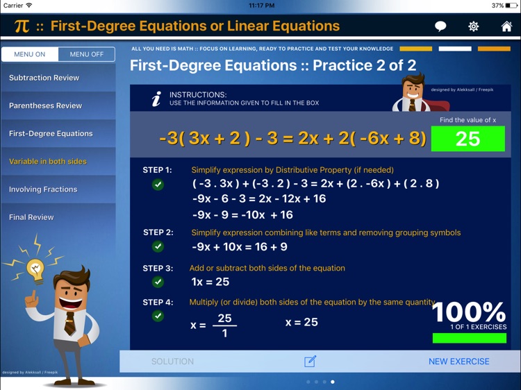 First Degree Equation : ax+b=c screenshot-7