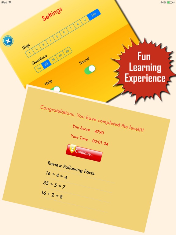 My Math App - Flashcards iPad screenshot