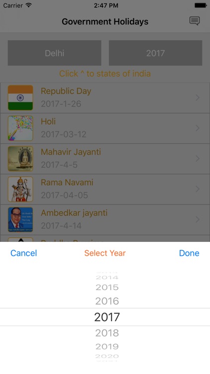 Indian Calendar Holidays for Festivals