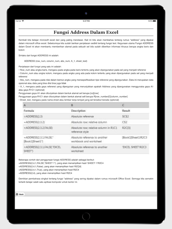 Rumus Excel iPad screenshot