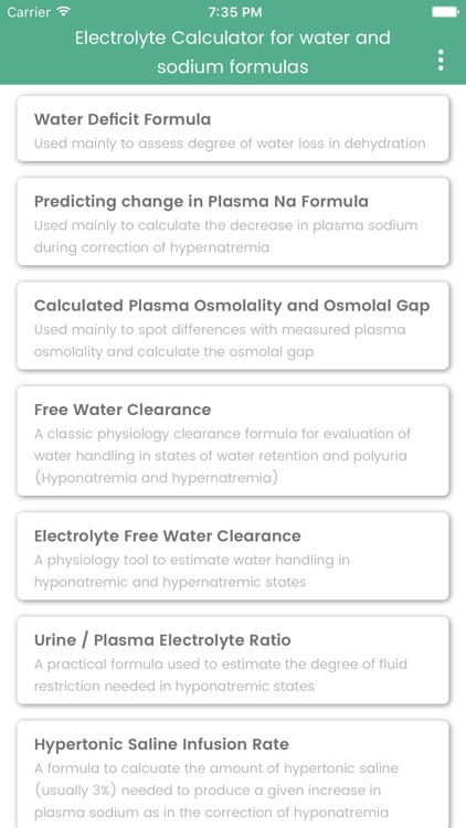 Water and Sodium Formulas