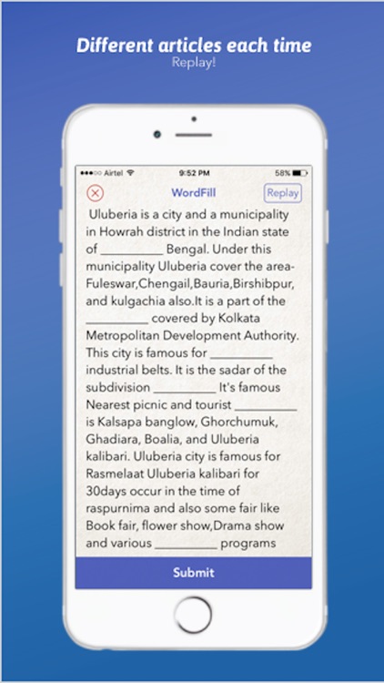 Word Fill - A fill in the blanks game