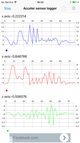 Acceleration sensor logger screenshot