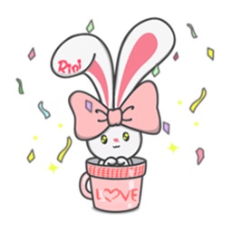 Lovely Bunny in A Cup Sticker