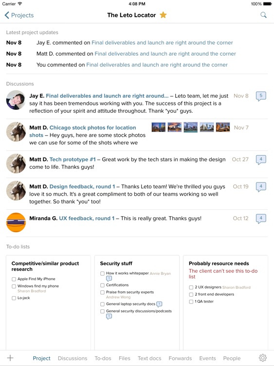 Basecamp 2 for iPad